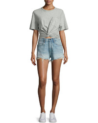 Alexander Wang T By Heathered Jersey Twist Front Tee Gray