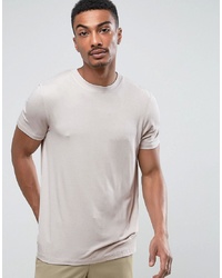 ASOS DESIGN T Shirt In Fine Drape Viscose Fabric In Stone