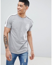DFND T Shirt With Back Grid Panel And Shoulder Stripe