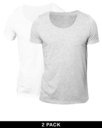 Asos T Shirt With Bound Scoop Neck 2 Pack Whitegrey Marl Save 17%