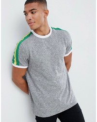 ASOS DESIGN T Shirt With Contrast Shoulder Panel In Grey Interest Fabric
