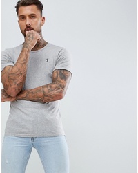 Religion T Shirt With Rolled Sleeve In Grey Marl Marl