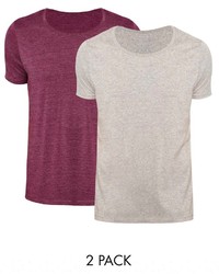 Asos T Shirt With Scoop Neck 2 Pack Purple Marlgrey Marl Save 17%