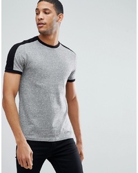 ASOS DESIGN T Shirt With Sleeve Cut And Sew In Twisted Jersey In Grey
