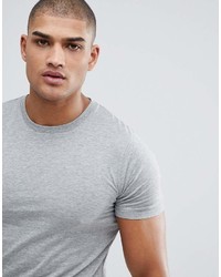 Asos Tall Longline T Shirt With Crew Neck In Gray Marl