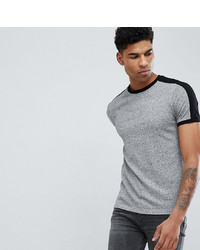 ASOS DESIGN Tall T Shirt With Sleeve Cut And Sew In Twisted Jersey In Grey