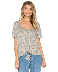 Chaser Tie Front Tee In Gray