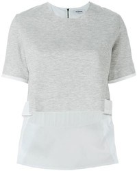 Tim Coppens Contrast Sleeve Side Applique Detail Cropped T Shirt