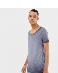 ASOS DESIGN Tline T Shirt With Raw Scoop Neck In Acid Wash In Grey