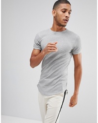 Bellfield Waffle T Shirt In Muscle Fit With Curved Hem
