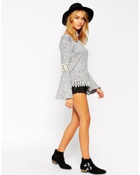 Asos Petite Cut And Sew Sweater With Lace Insert