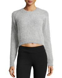Line Angora Blend Cropped Sweater Gray