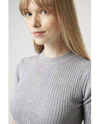 Topshop Tall Wide Ribbed Funnel Neck Crop Top
