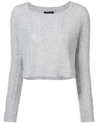 Theperfext Cropped Cable Knit Sweater