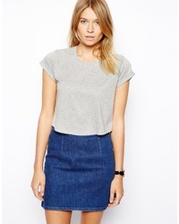 Asos Crop T Shirt With Roll Sleeve