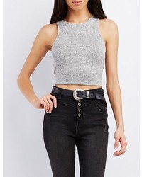 Charlotte Russe Marled Racer Front Cropped Tank