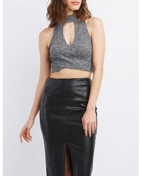 Charlotte Russe Ribbed Keyhole Crop Top