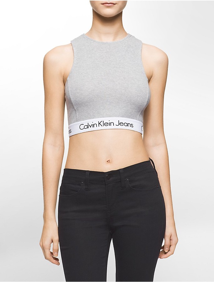 Uitstralen Beschikbaar feedback Calvin Klein Halter Neck Cropped Tank Top, $49 | Calvin Klein | Lookastic