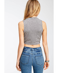 Forever 21 Heathered Rib Knit Crop Top