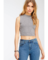 Forever 21 Heathered Rib Knit Crop Top