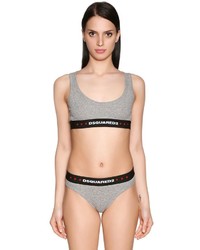 Dsquared2 Logo Ribbed Cotton Jersey Bra Top