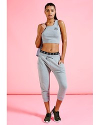 Missguided Active Motif Cropped Sports Vest Grey