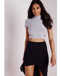 Missguided Cut Out Slinky Crop Top Grey