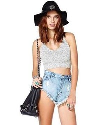 Nasty Gal The Right Gray Crop Top