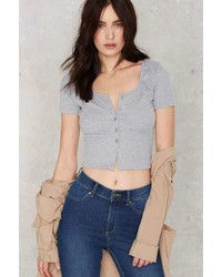 Glamorous One Stop Crop Top Gray