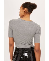 Topshop Short Sleeve Sweetheart Neck Cropped T Shirt