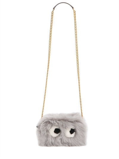 Anya Hindmarch Mini Eyes Shearling Crossbody Bag, $962