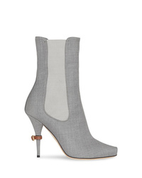 Grey Cutout Elastic Ankle Boots