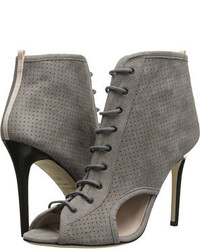 Grey Cutout Lace-up Ankle Boots
