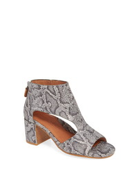 Grey Cutout Leather Heeled Sandals