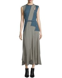 Derek Lam Printed Cutout Belted Maxi Dress Chamoisblack
