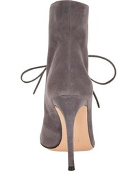 Gianvito Rossi Suede Jane Ankle Booties Grey