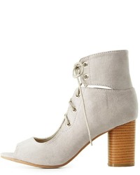Charlotte Russe Qupid Lace Up Peep Toe Booties