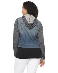 Mossimo Supply Co Plus Size Long Sleeve Hooded Denim Jacket Dark Blue  Supply Co