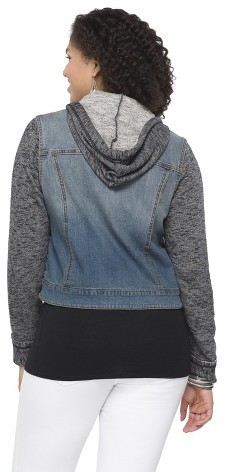 Mossimo Supply Co Plus Size Long Sleeve Hooded Denim Jacket Dark