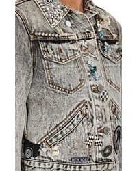 Marc Jacobs Embellished Cotton Denim Jacket Grey