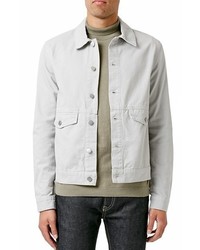 Topman Light Grey Denim Jacket Size Medium Grey