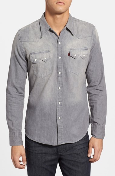 gray denim shirt