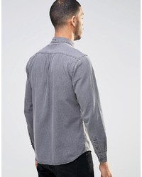 Pull&Bear Denim Shirt In Light Wash Gray In Regular Fit