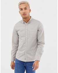 ASOS DESIGN Stretch Slim Denim Shirt In Grey