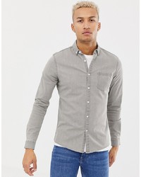 ASOS DESIGN Stretch Slim Denim Shirt In Light Grey