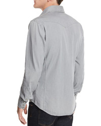 Tom Ford Western Style Denim Shirt Light Gray