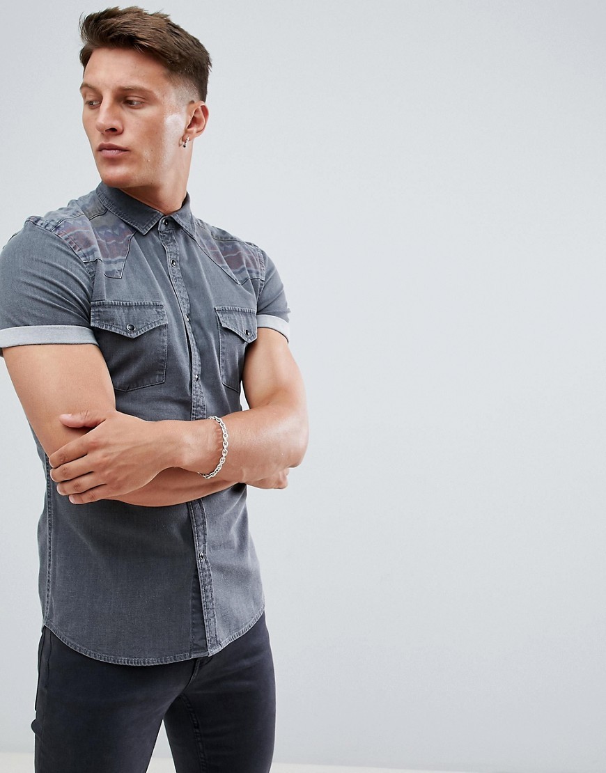 ASOS Design Skinny Denim Short Sleeve Shirt