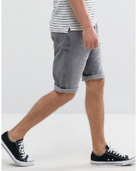 Esprit Gray Denim Shorts With Rolled Hem