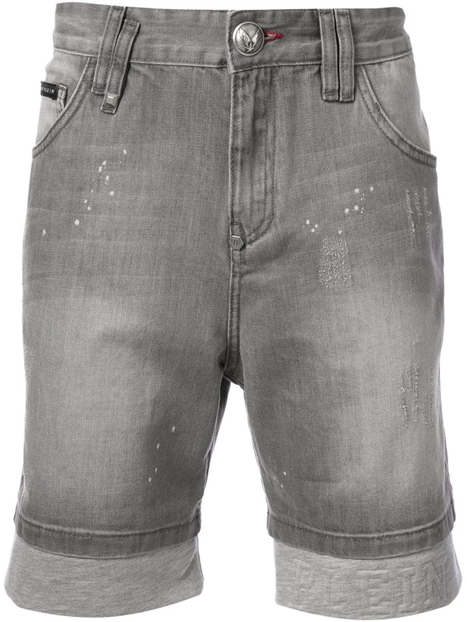 boom Uitrusten lager Philipp Plein Distressed Denim Shorts, $472 | farfetch.com | Lookastic