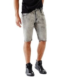 GUESS Slim Tapered Denim Shorts In Grey Grunge Wash